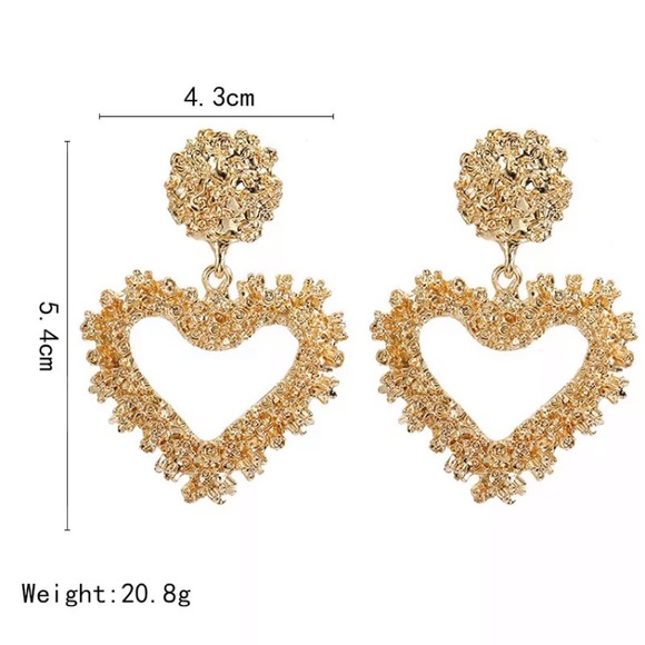 Gold Tone Heart Earrings - Picture 4 of 4